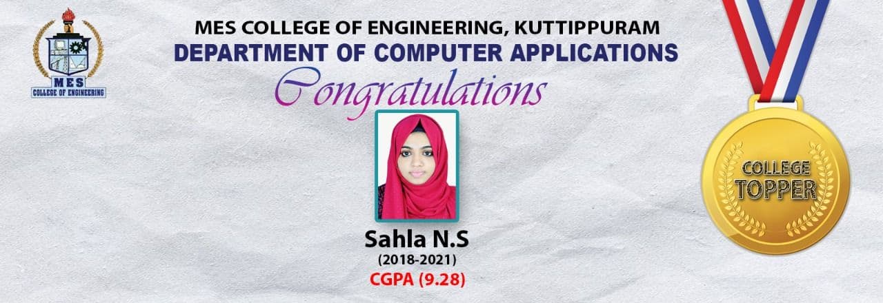 MCA 2018-2021 Batch Topper